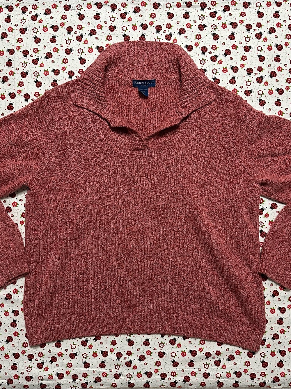 Karen Scott Rose Pink Cozy Mock Neck Sweater